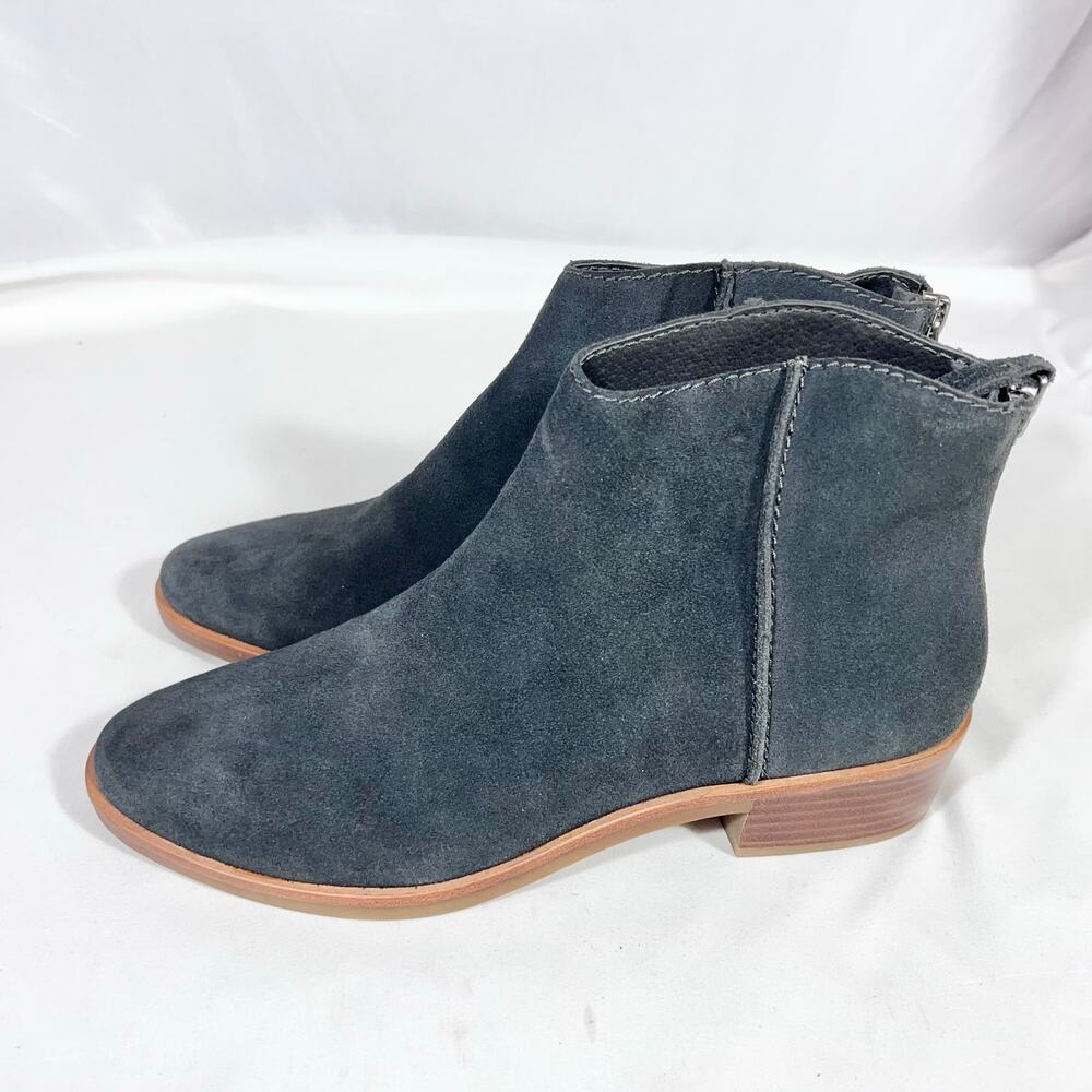 Dolce Vita Karsen Ankle Boots Booties Gray Suede Rubber Sole Heel Zipper Used - Picture 4 of 10